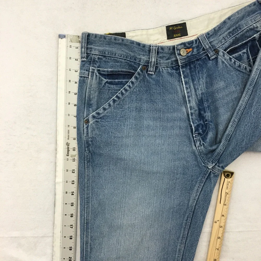 M. Gordon Jeans Mens Y2K 32x32 Light Wash Denim Carpenter Work Pants Straight